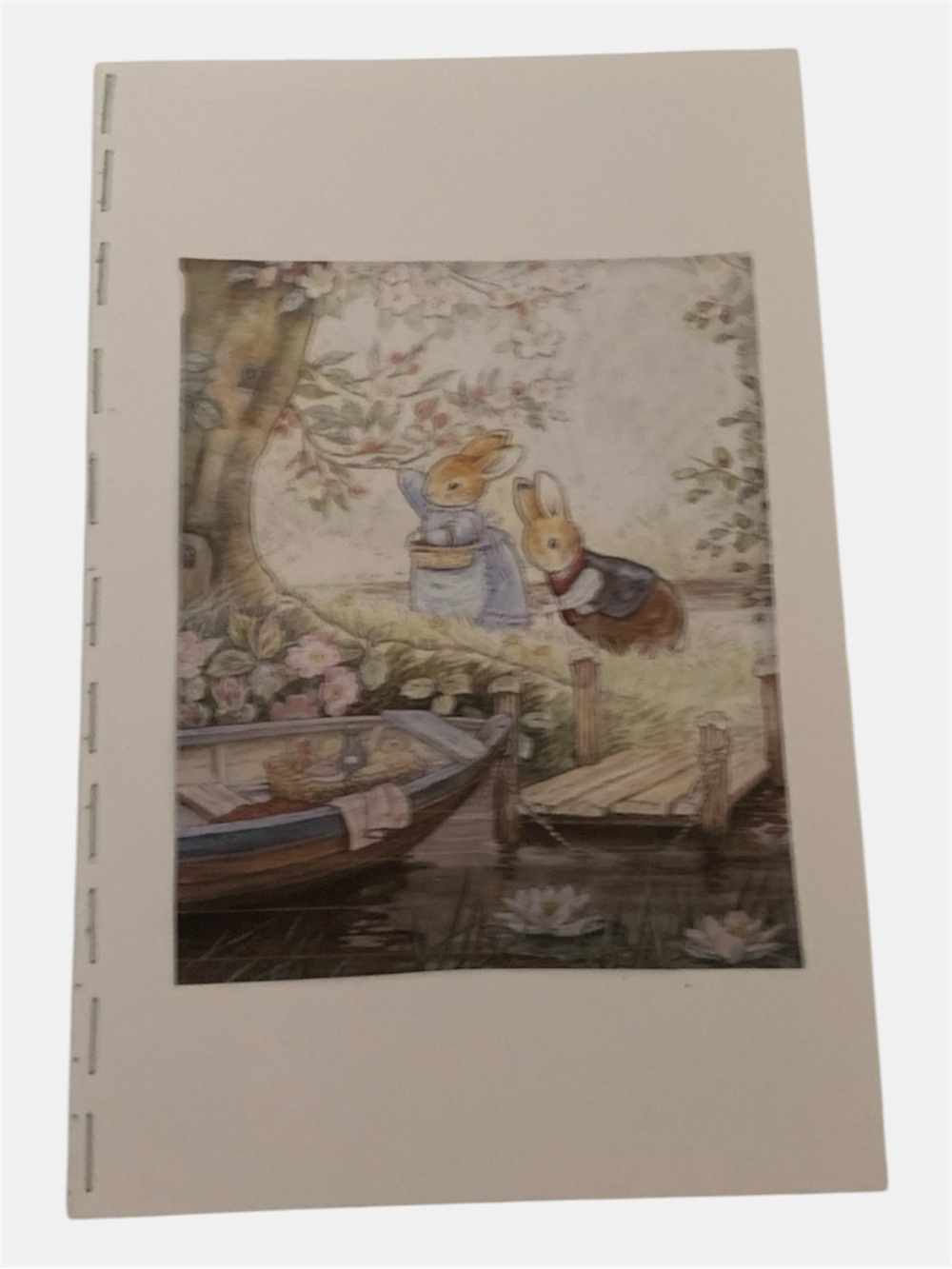 Handmade Vintage Bunny Illustration Notebook - Cream Cover with Pastel Artwork
